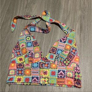 Colorful Geometric Halter Top